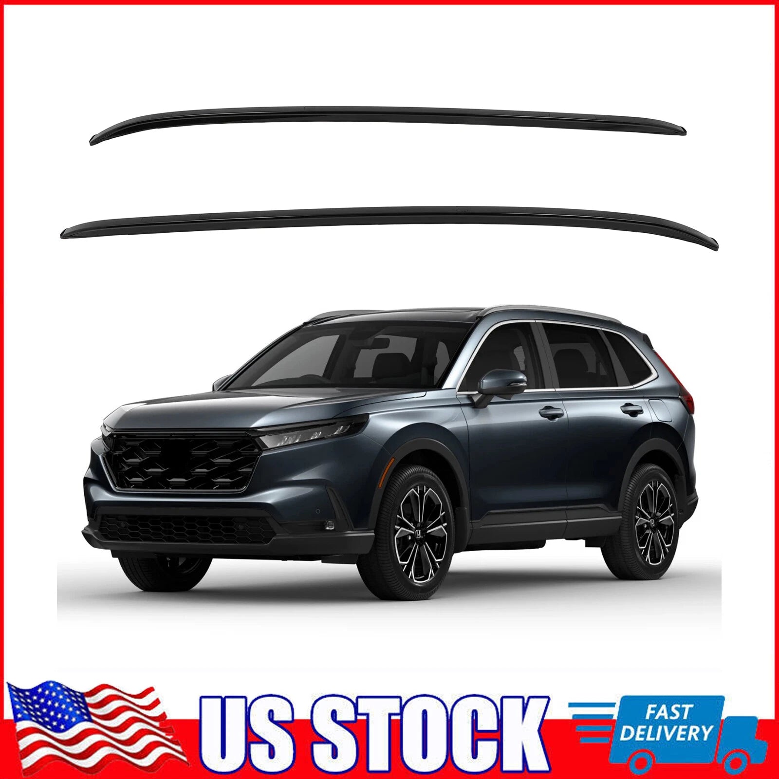 Roof Side Rail Set for Honda CR-V (2023) - Black Cargo Carrier