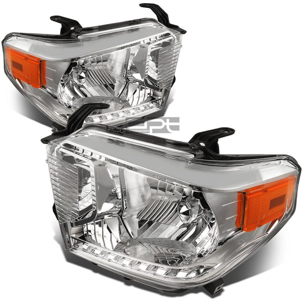 Pair Chrome Housing Amber Corner Headlight for Toyota Tundra (2014–2021)