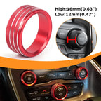 3X Red AC Radio Switch Trim Ring Knob Cover for Dodge Challenger/Charger