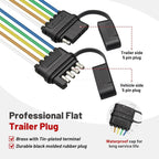 Set of 5 Way Male & Female Plug RV Trailer Light Wiring Harness Adapter