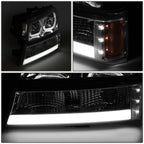 2X J-Halo LED DRL Smoked/Amber Headlight Bumper Lamp for Chevy Silverado (2003–2007)