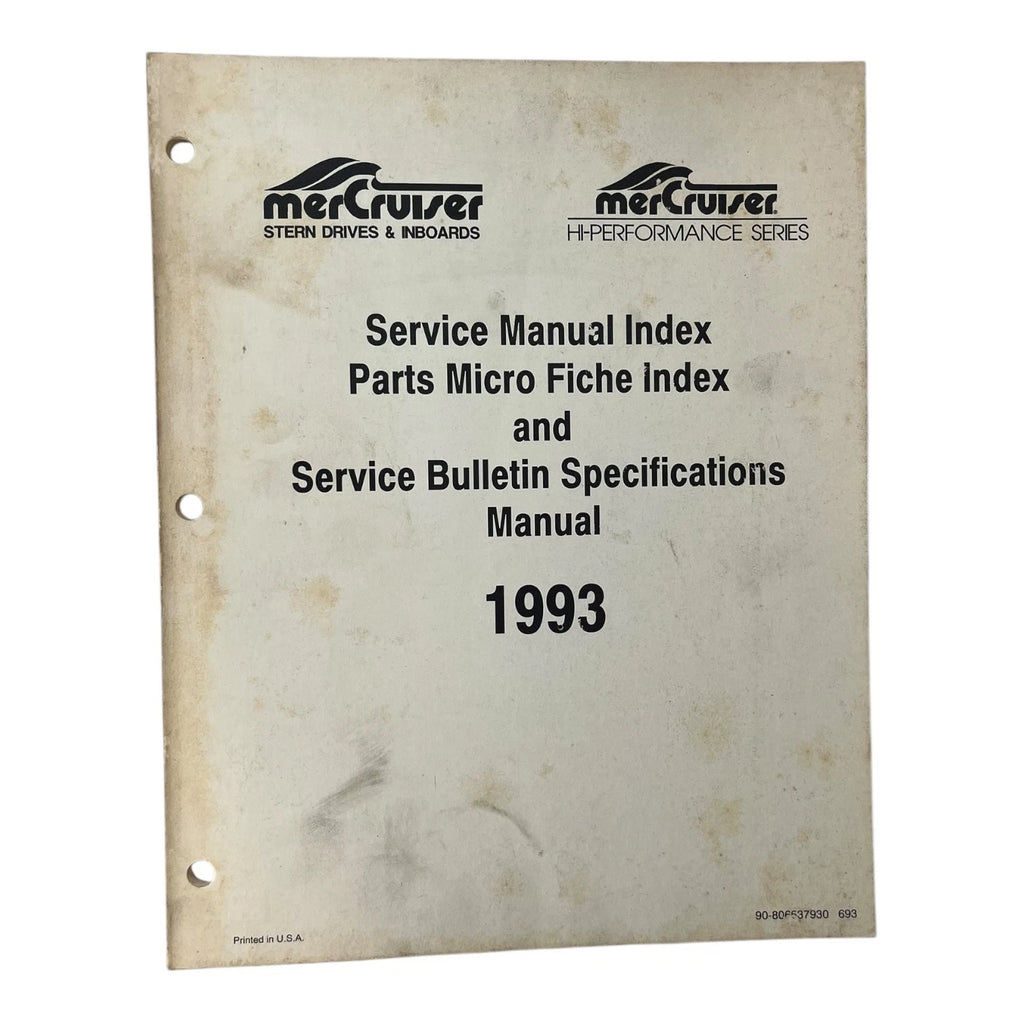 Service Manual Index & Bulletin for Mercruiser (1993) 90-806537930 693