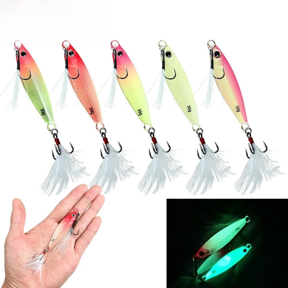 30g Glow in the Dark Drop Bait Jig Lure for Saltwater Fishing