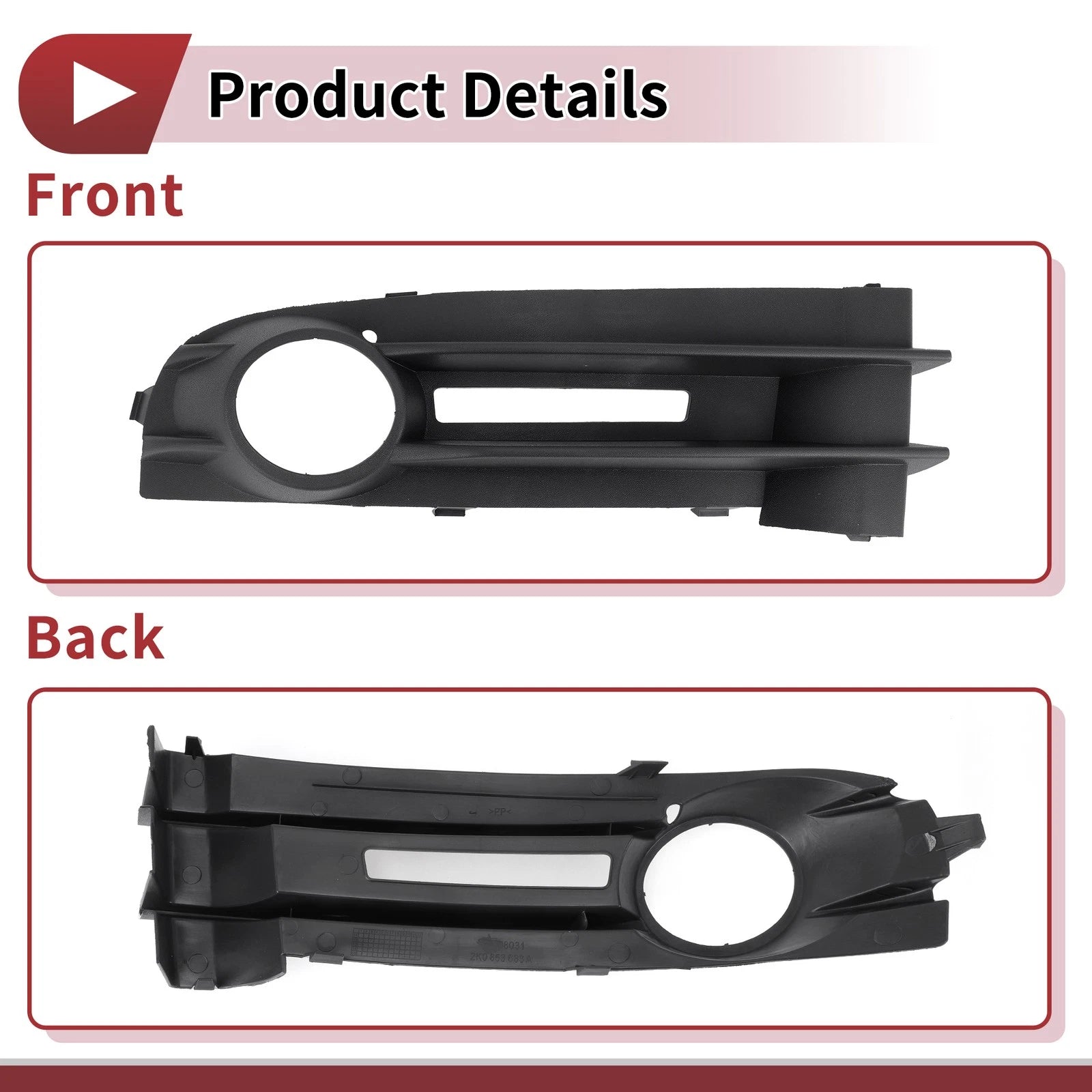 1 Pc Fog Light Grill for Volkswagen Caddy (2004–2010) No. 2K0853684A