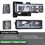 Chrome Smoke LED DRL Headlights for GMC C10 C/K Suburban (1994–2000)