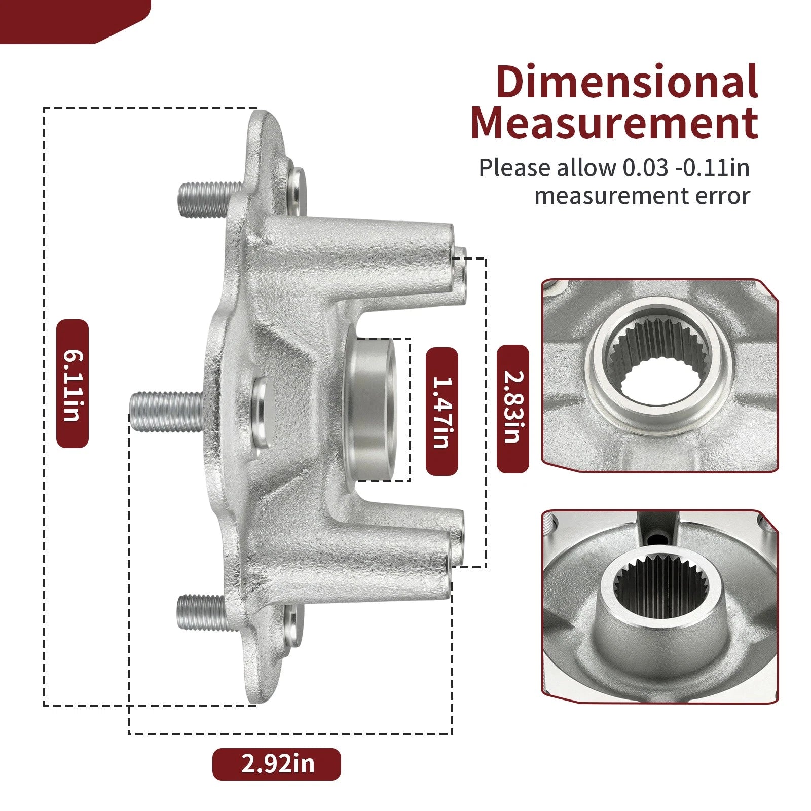 Front Left/Right Hub for Yamaha Bruin 350 (2004–2006) YFM350 YFM350FA
