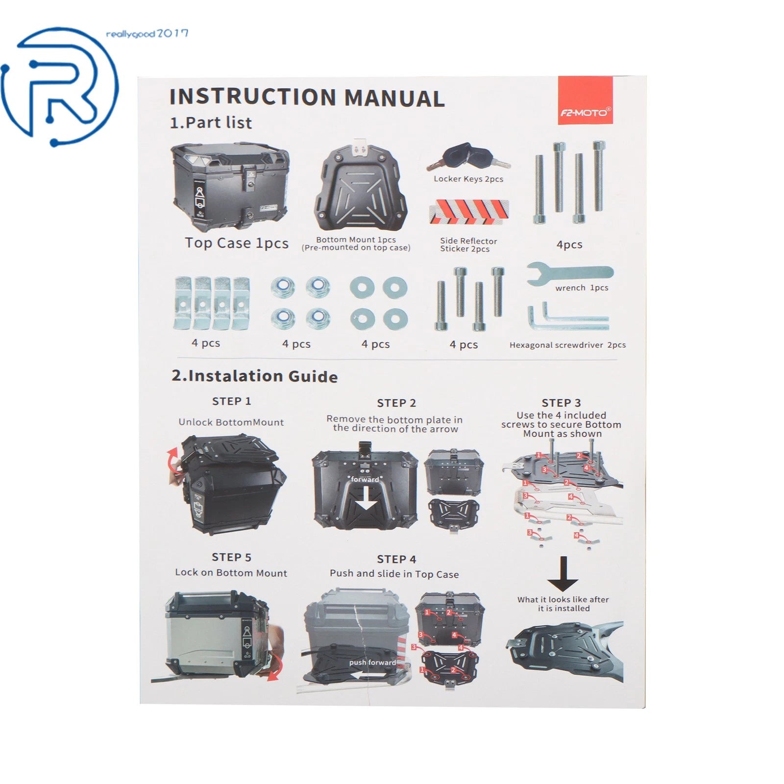 45L Waterproof Top Case for Motorcycle (with Security Lock)