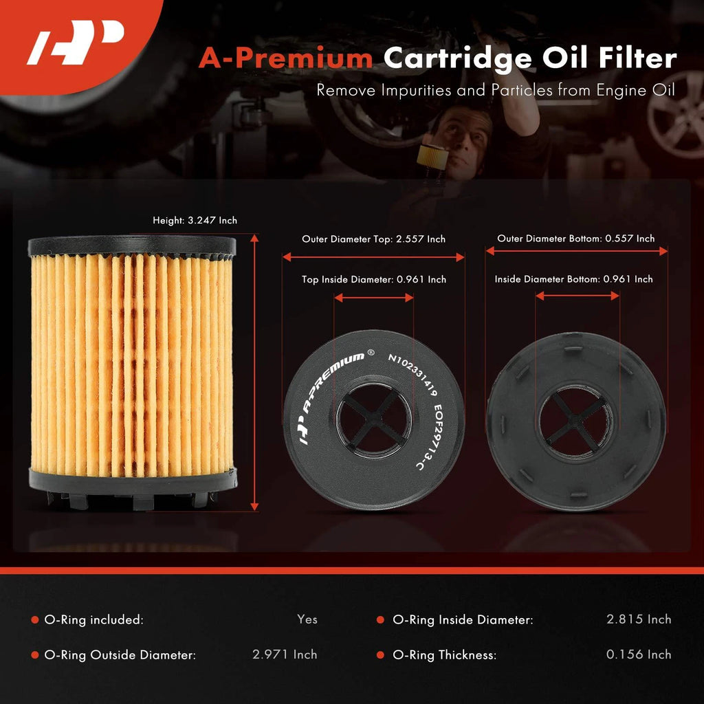 Set of 4 Engine Oil Filters for Jeep Renegade (2015–2018) Dodge Dart (2013–2016)
