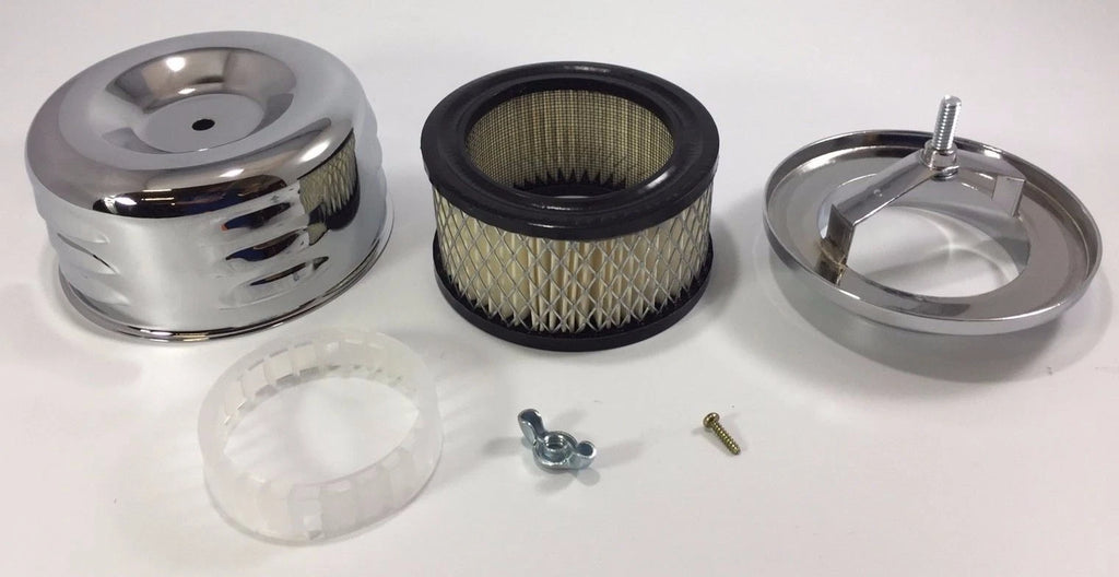 Chrome Louvered Air Cleaner Assembly Pair for 1–2 BBL Carb Hot Rod (—)