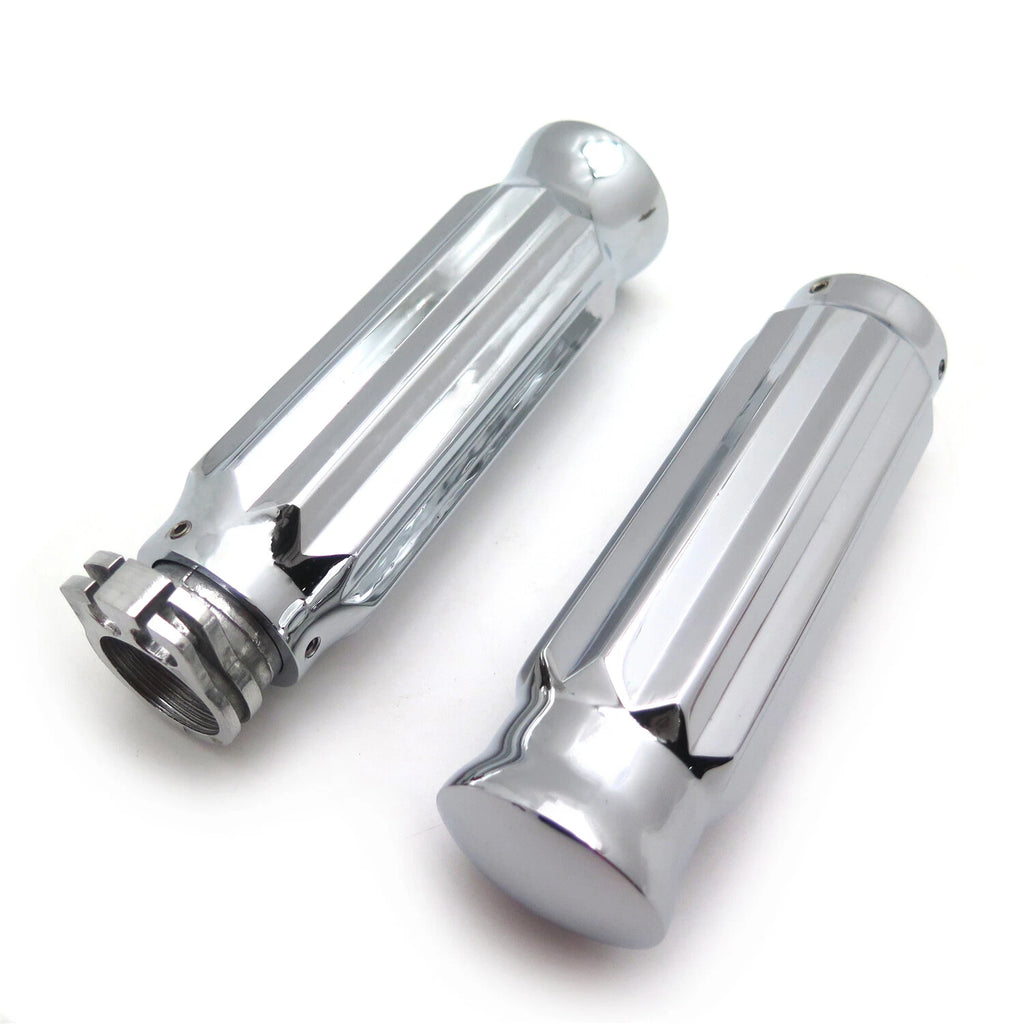 7/8" Chrome Handle Bar Hand Grips for Suzuki Kawasaki Yamaha Honda (22mm)