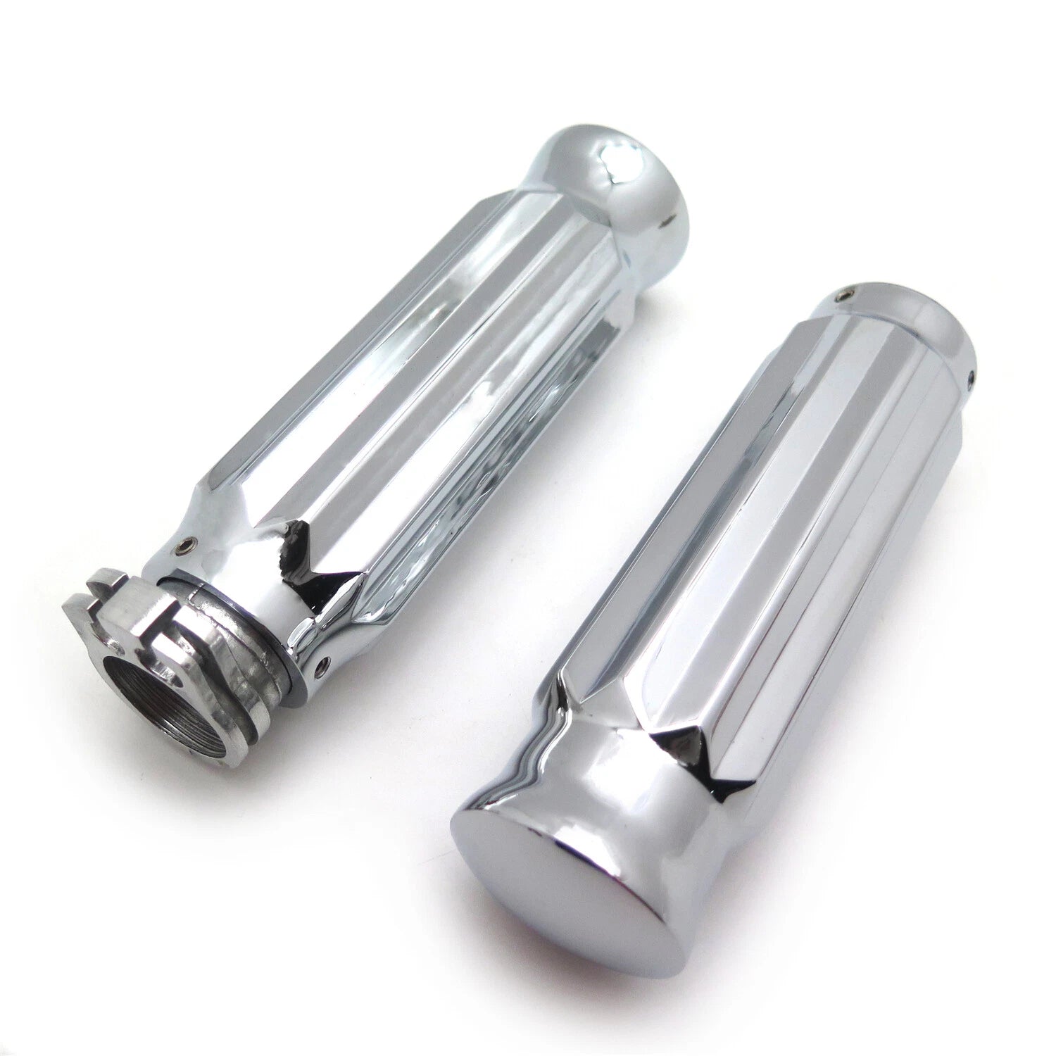 7/8" Chrome Handle Bar Hand Grips for Suzuki Kawasaki Yamaha Honda (22mm)
