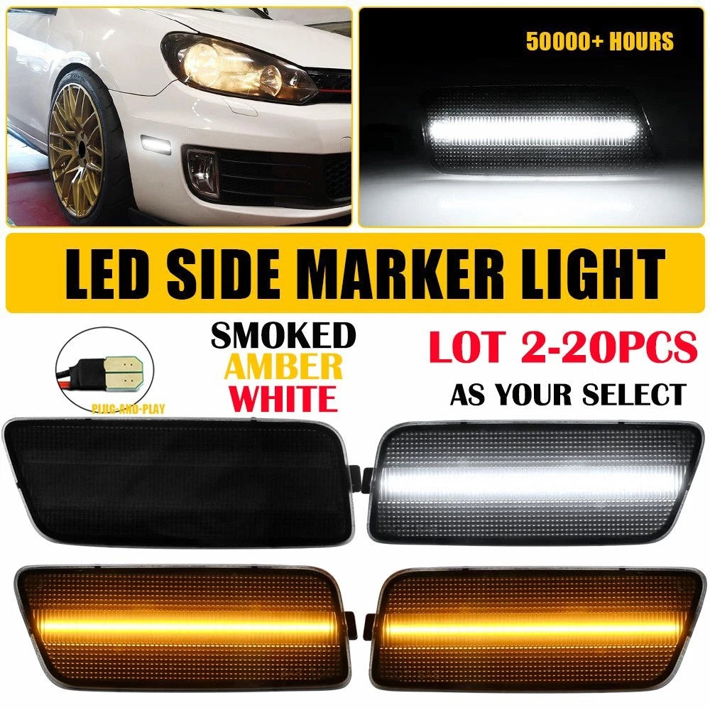 2X LED Side Marker Lights for Volkswagen MK6 GTI (2010–2014) Smoked White Amber