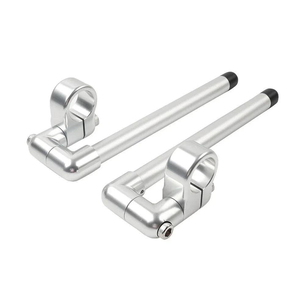 37MM Clip-On Handlebar for Universal Cafe Racer 7/8" Fork Tube Silver