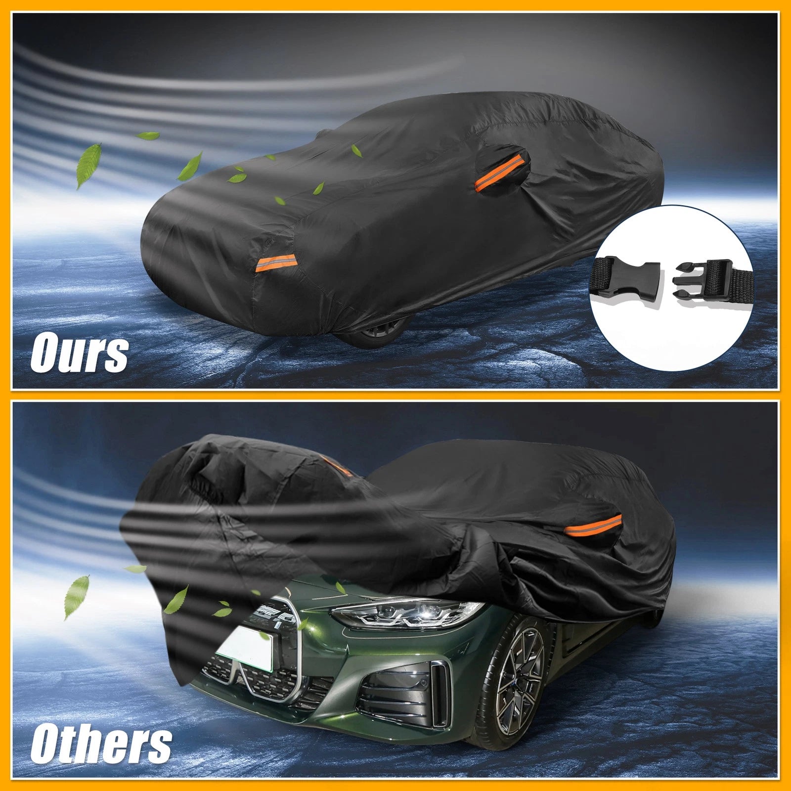 Waterproof Car Cover for BMW i4 (2022–2023) Black 190T-PU with Zipper