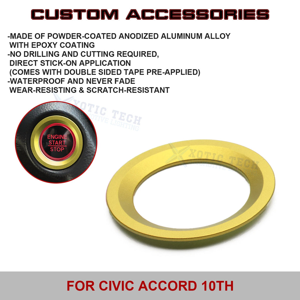 Ignition Start Stop Button Ticker Ring Cover for Honda Civic Accord (2016-2021)