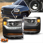 LED Strip Projector Headlight for Chevy Silverado 1500 (2016–2019)