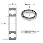 Deep Groove Ball Bearing 75x105x16mm for Scooter Skateboard (P0)