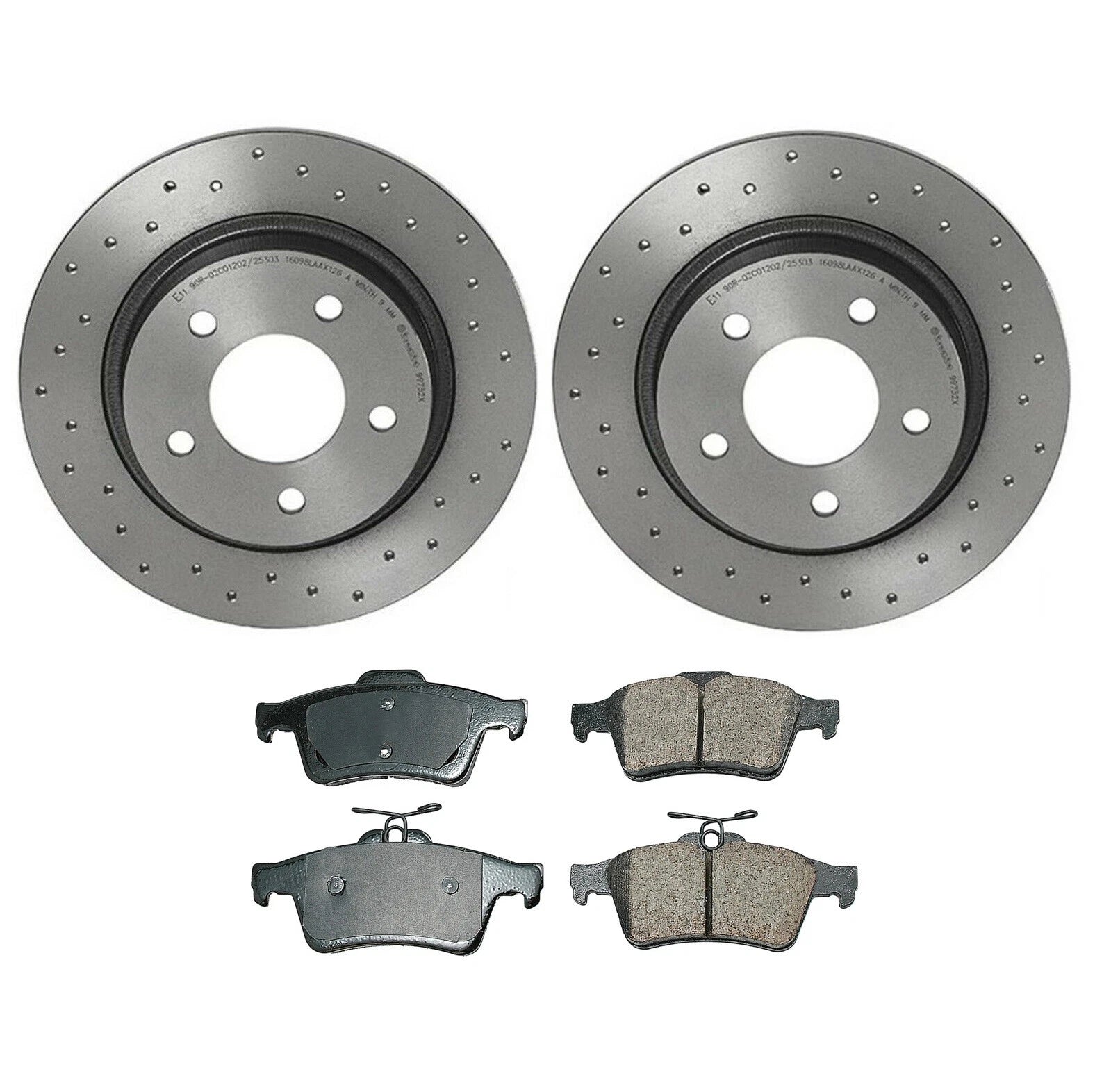 Akebono Rear Brake Kit Set of 4 Euro Ceramic Pads & Xtra Drilled Rotors for Mazda 3