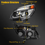 Headlight Assembly for Chevy Equinox (2016–2017) Chrome Housing L+R