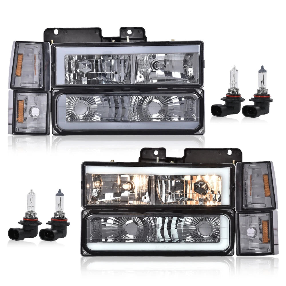 Chrome Smoke LED DRL Headlights for GMC C10 C/K Suburban (1994–2000)