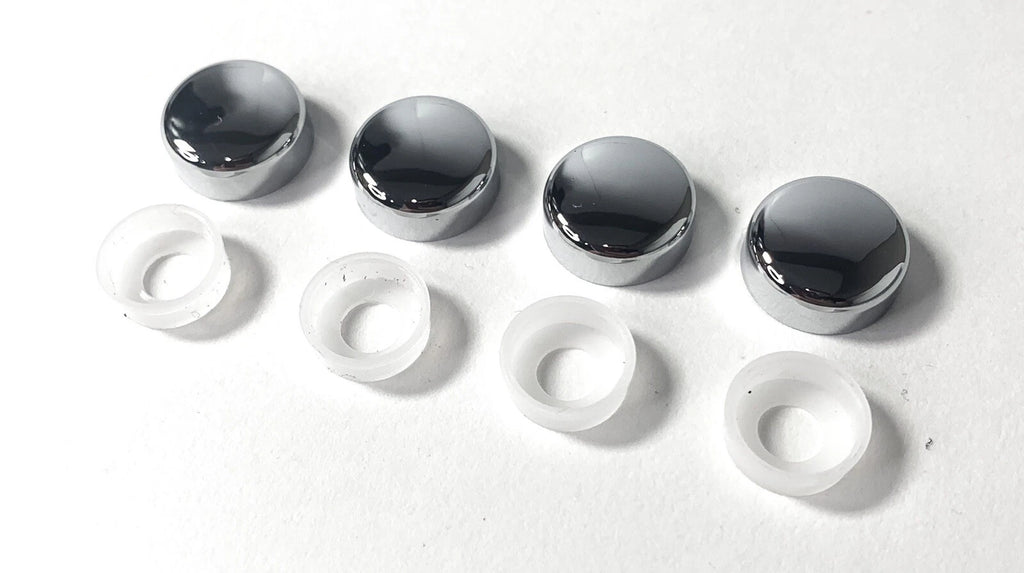 Chrome License Plate Frame Screw Caps Covers for Universal Fit (All Years)