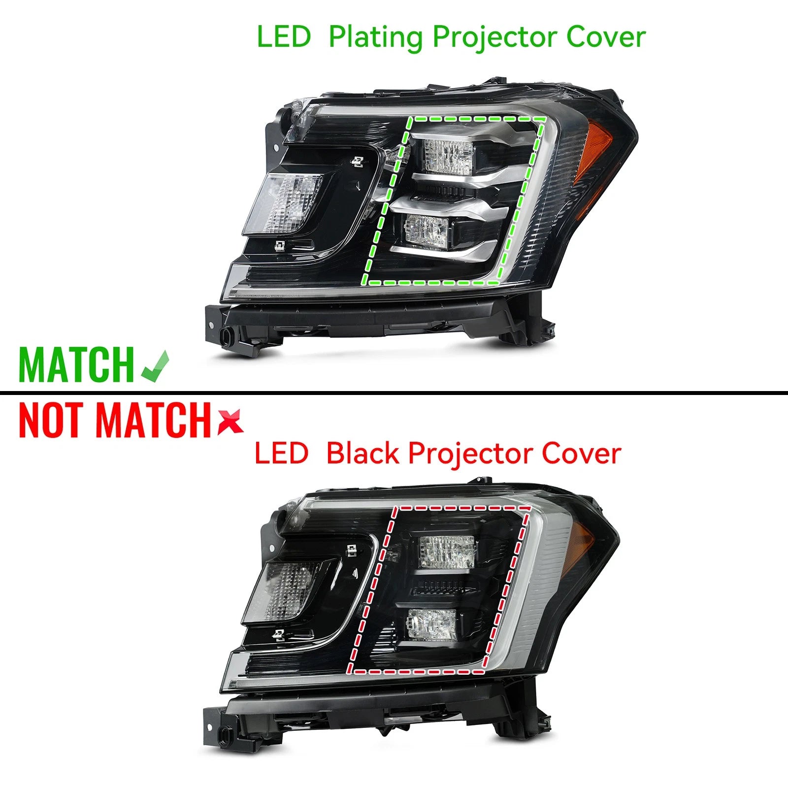 LED Headlight Plating Projector Cover Left Driver for Ford Expedition (2018–2021)