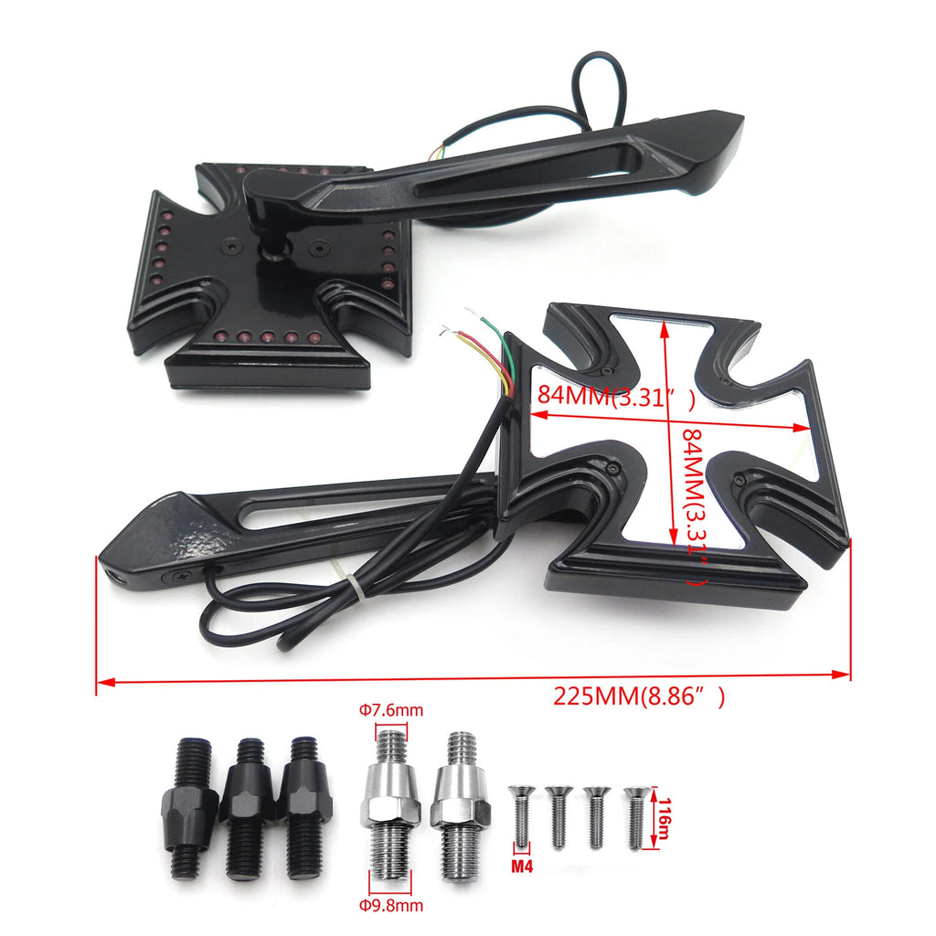 LED Turn Signal Integrated Mirror for Honda Kawasaki Suzuki (All Models)