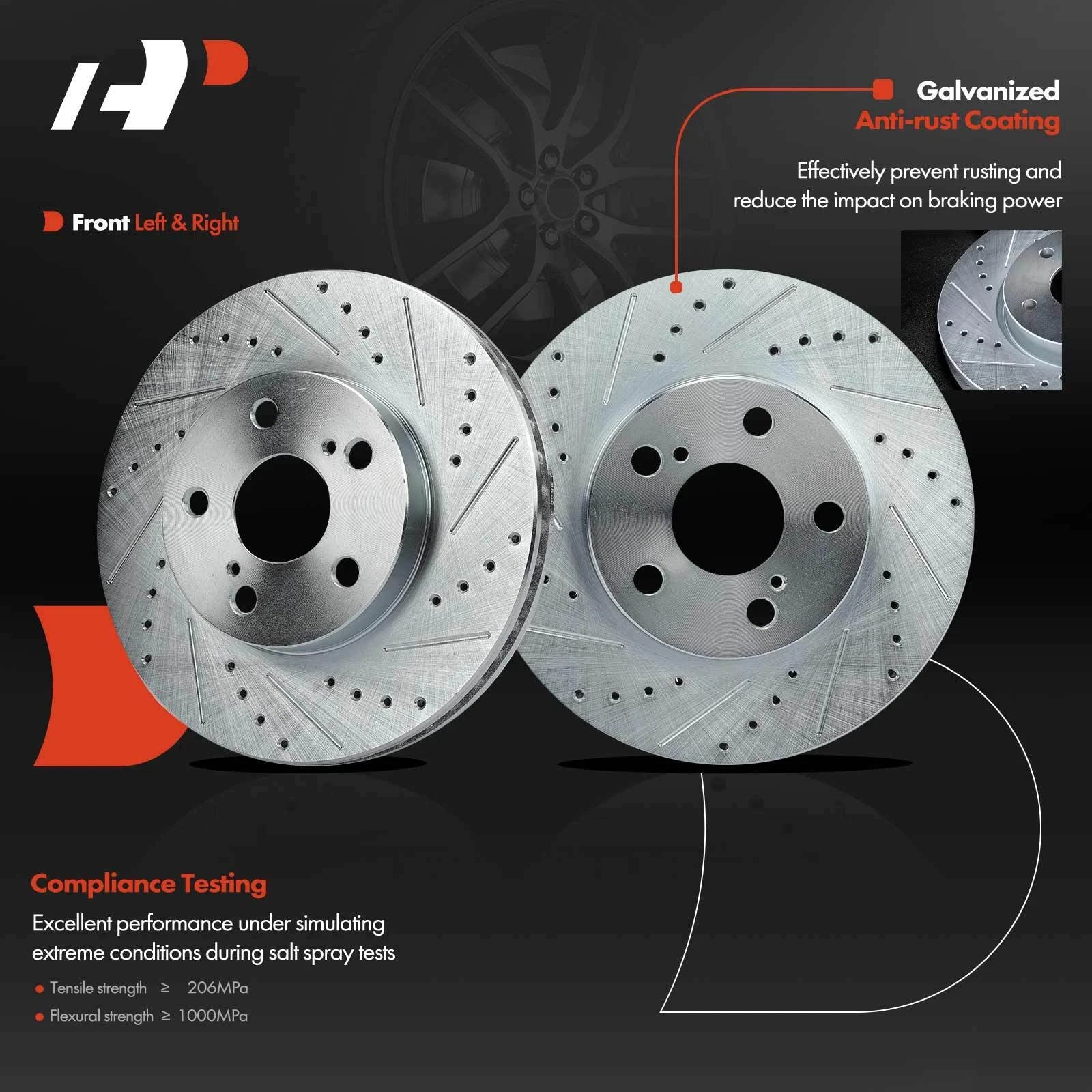 Front Drilled Brake Rotors & Ceramic Pads for Toyota Prius Lexus 1.8L (2011–2018)
