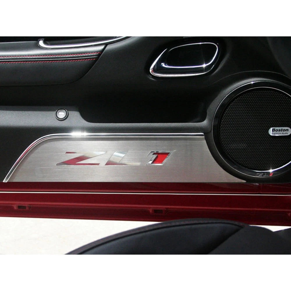 Door Panel Kick Plates Brushed Stainless Replacement for 2012–2015 Camaro ZL1