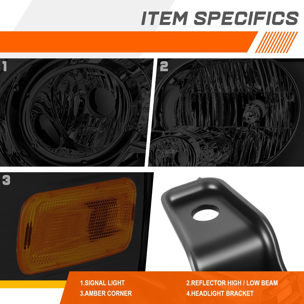 Headlight/Lamp Set for Ford Explorer (2006–2010) Smoked Housing Amber Corner