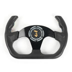 Universal U Shape Flat Drift Racing Leather Steering Wheel with Horn Button
