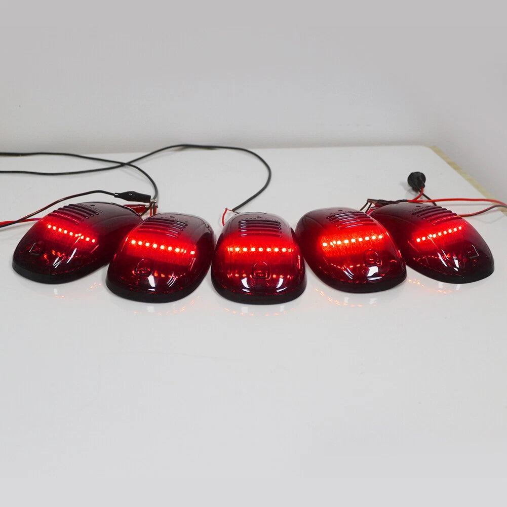 Set of 5 Red LED Cab Roof Marker Lights for Dodge GMC Chevy SUV