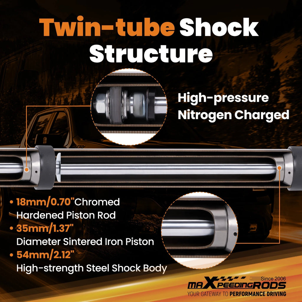 6.5-8" Lift Front Shocks for GMC Sierra 1500 2WD (1999–2007) Powder Coated