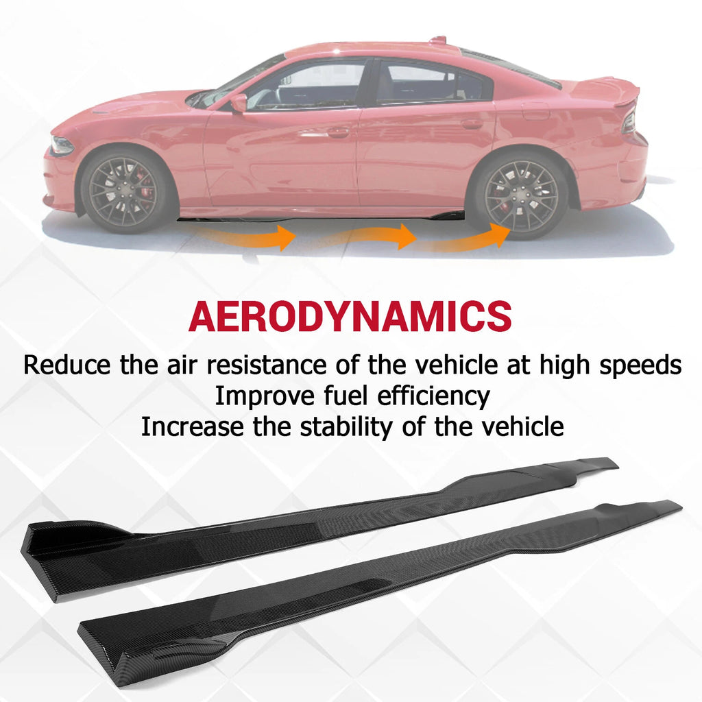 One-Piece Carbon Fiber Look Side Skirt Rocker Panels for Dodge Charger SRT (2015–2023)