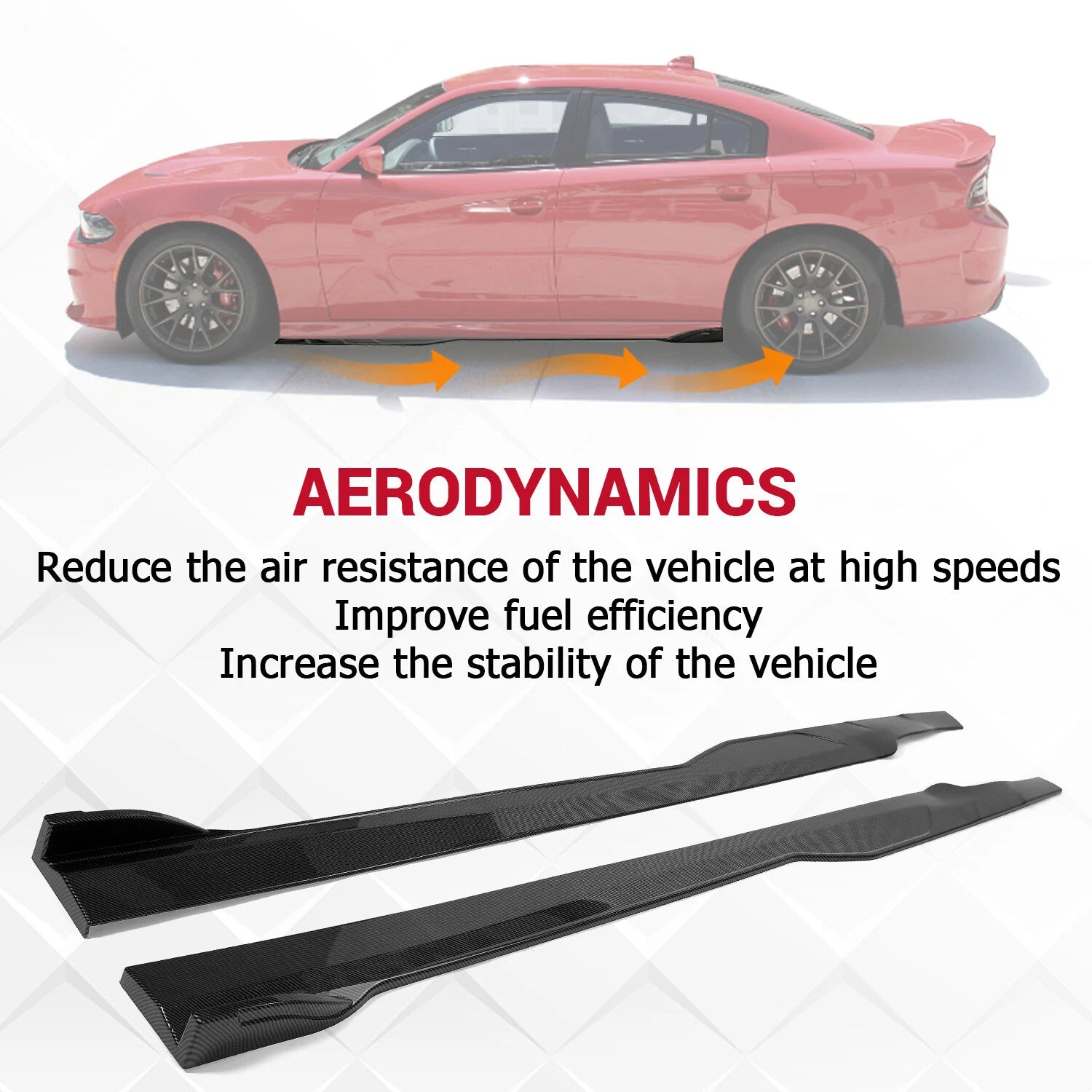 One-Piece Carbon Fiber Look Side Skirt Rocker Panels for Dodge Charger SRT (2015–2023)