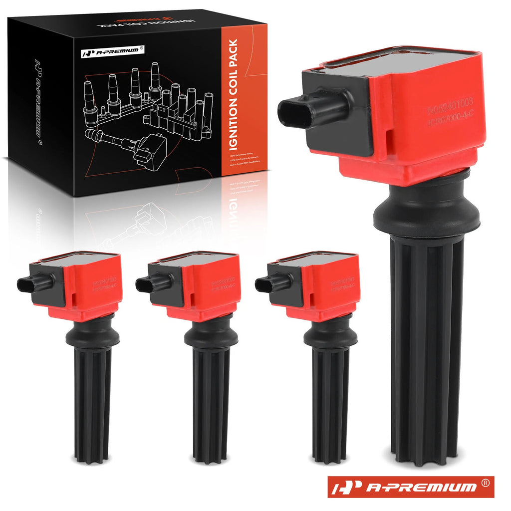 Set of 4 Red Ignition Coils for Ford Explorer (2012–2019)