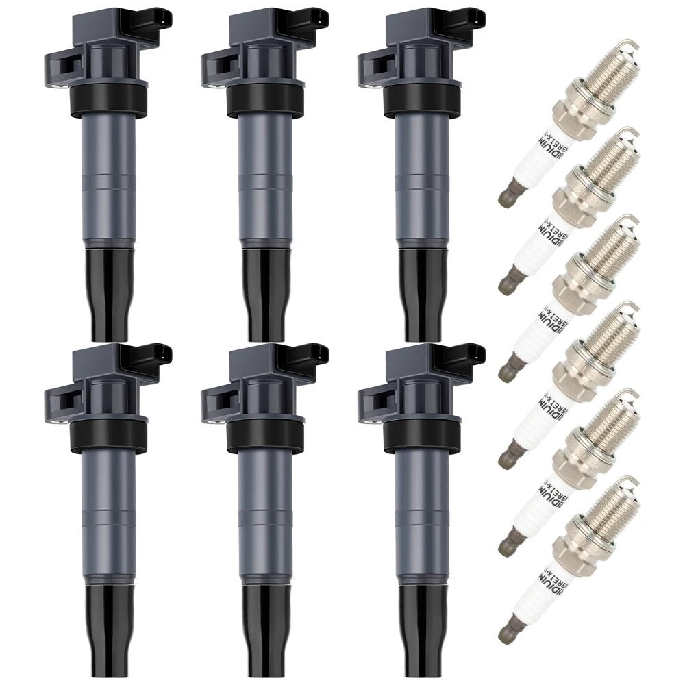 Set of 6 Ignition Coils & Spark Plugs for Hyundai Azera, Kia Amanti (2006–2011)