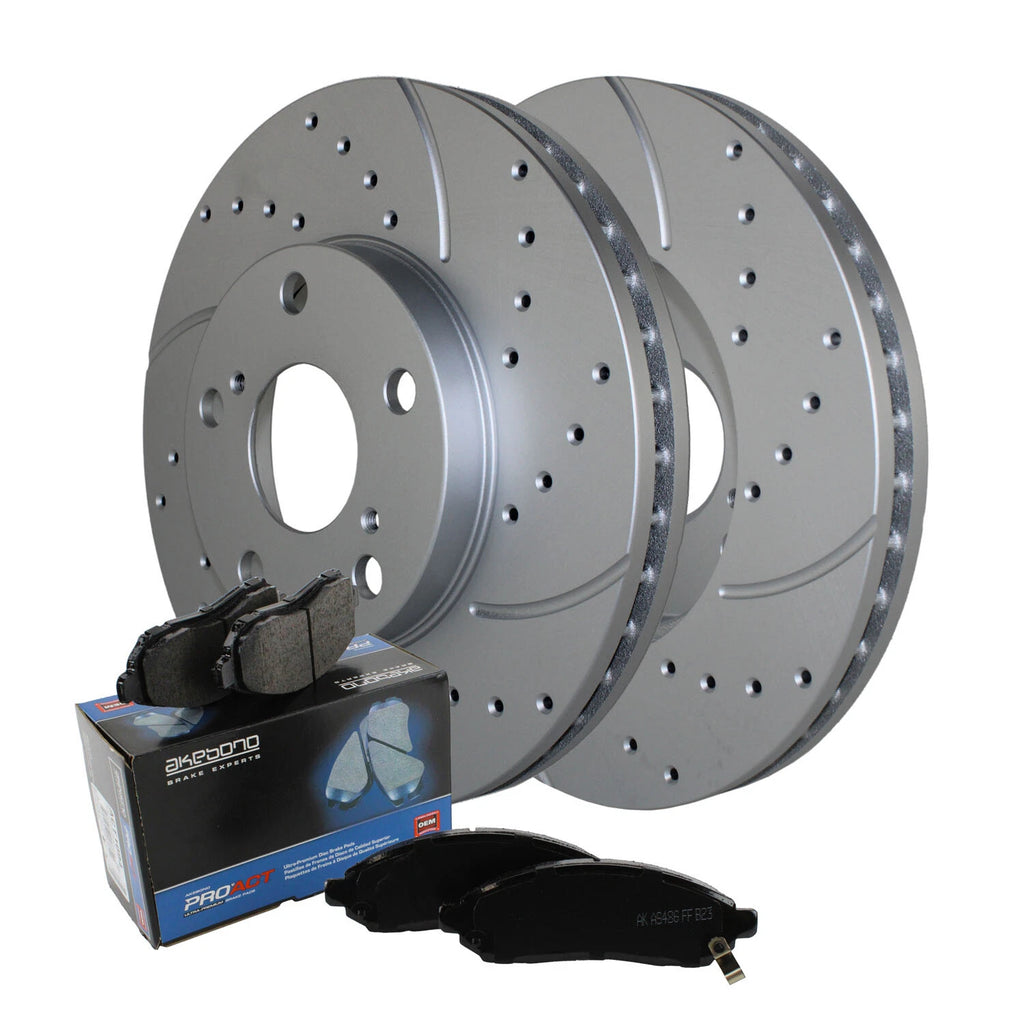 Front Brake Kit for Toyota ES300, Camry, Solara (1992–2006) - 275mm Drilled Rotors, Akebono Ceramic Pads