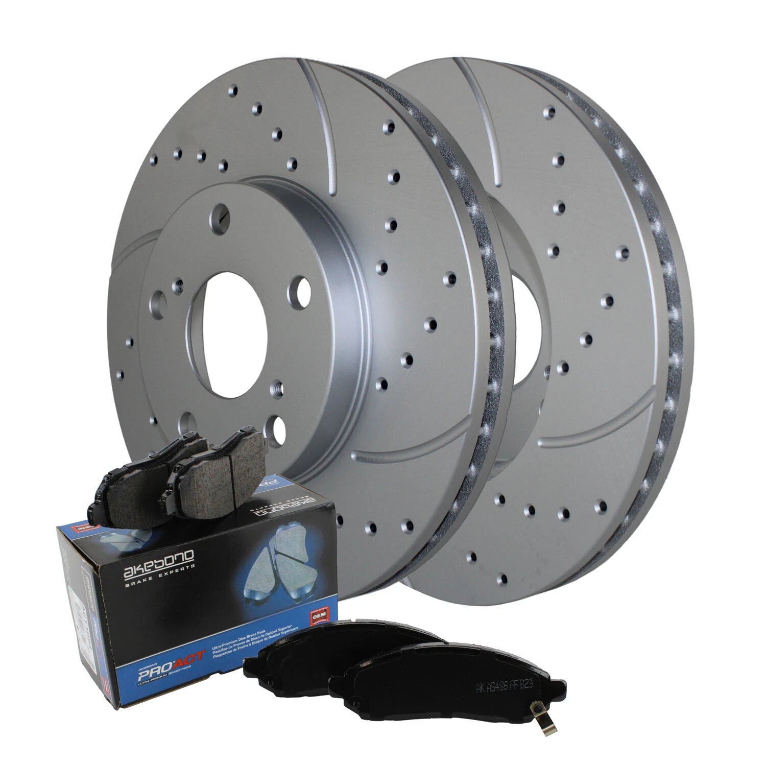 Front Brake Kit for Toyota ES300, Camry, Solara (1992–2006) - 275mm Drilled Rotors, Akebono Ceramic Pads