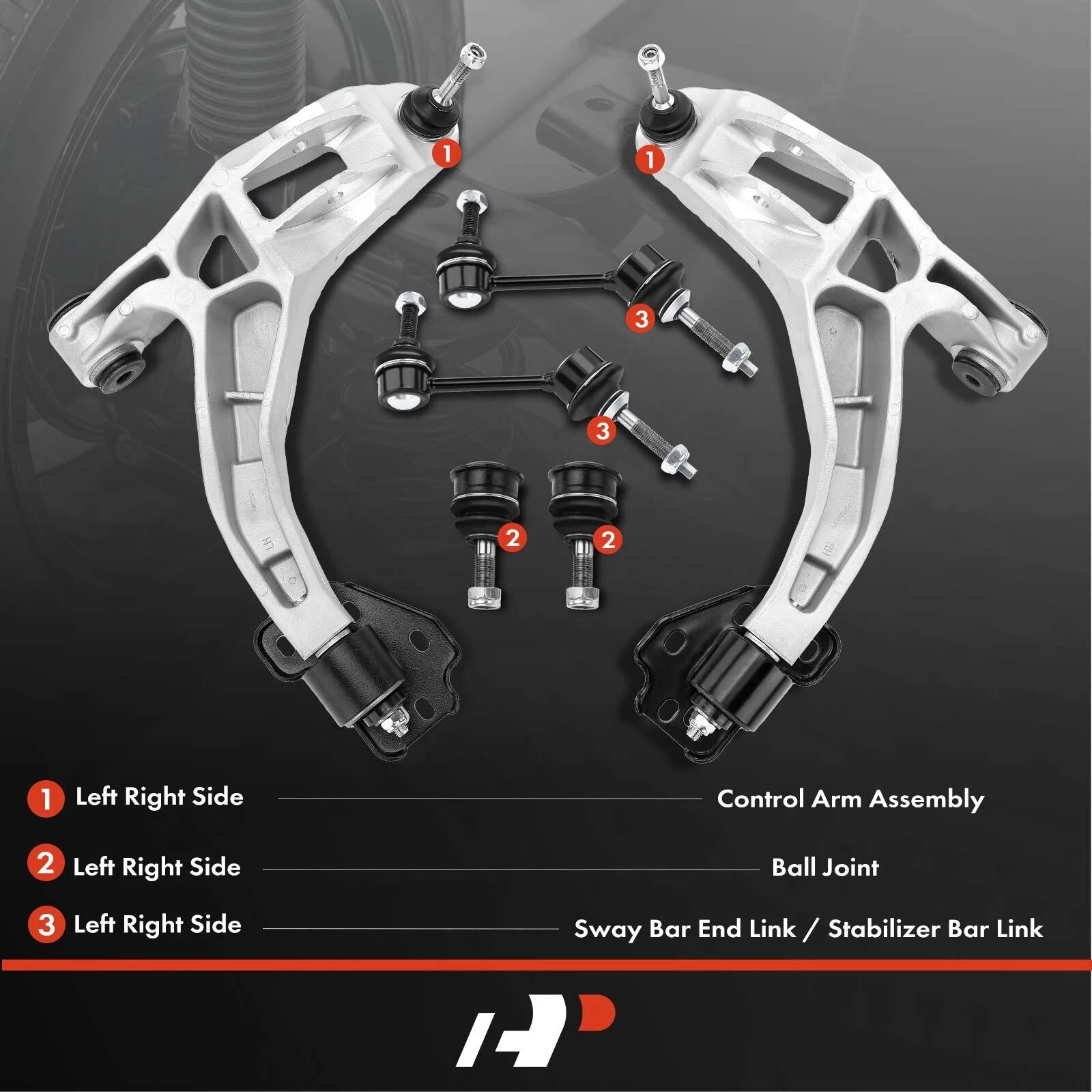 Set of 6 Control Arms & Ball Joints for Ford Lincoln