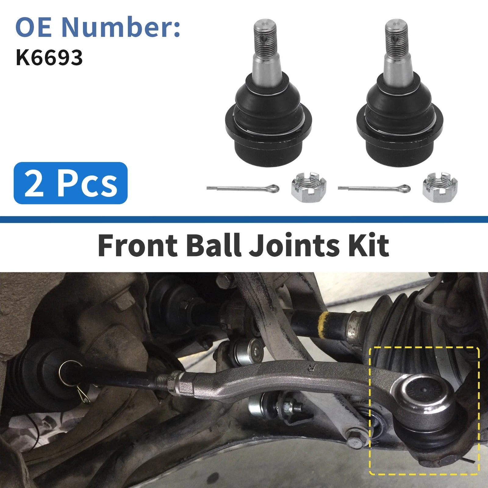 2X Front Lower Ball Joints for Chevrolet Silverado 1500 HD (2001–2003) No.K6693