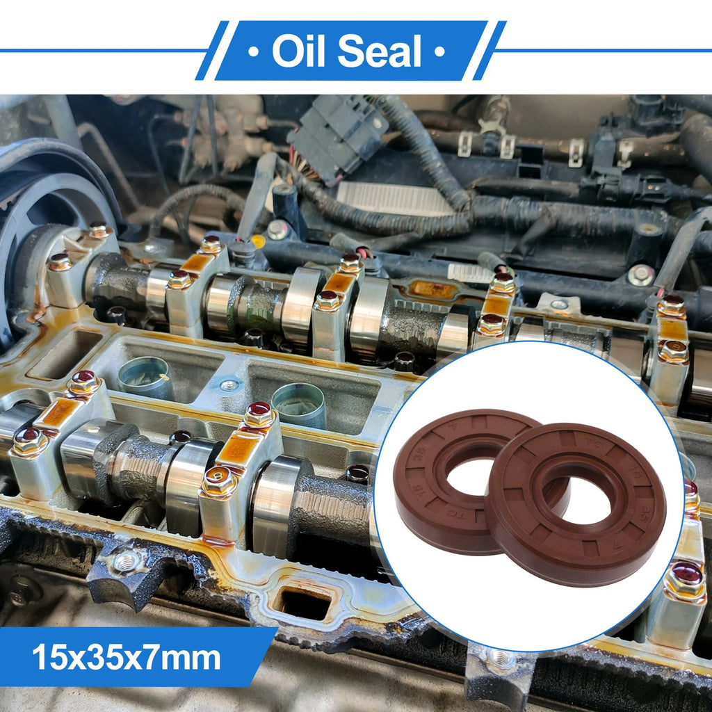 Set of 2 Oil Seal Rotary Shaft Seal FKM Rubber 15x35x7mm