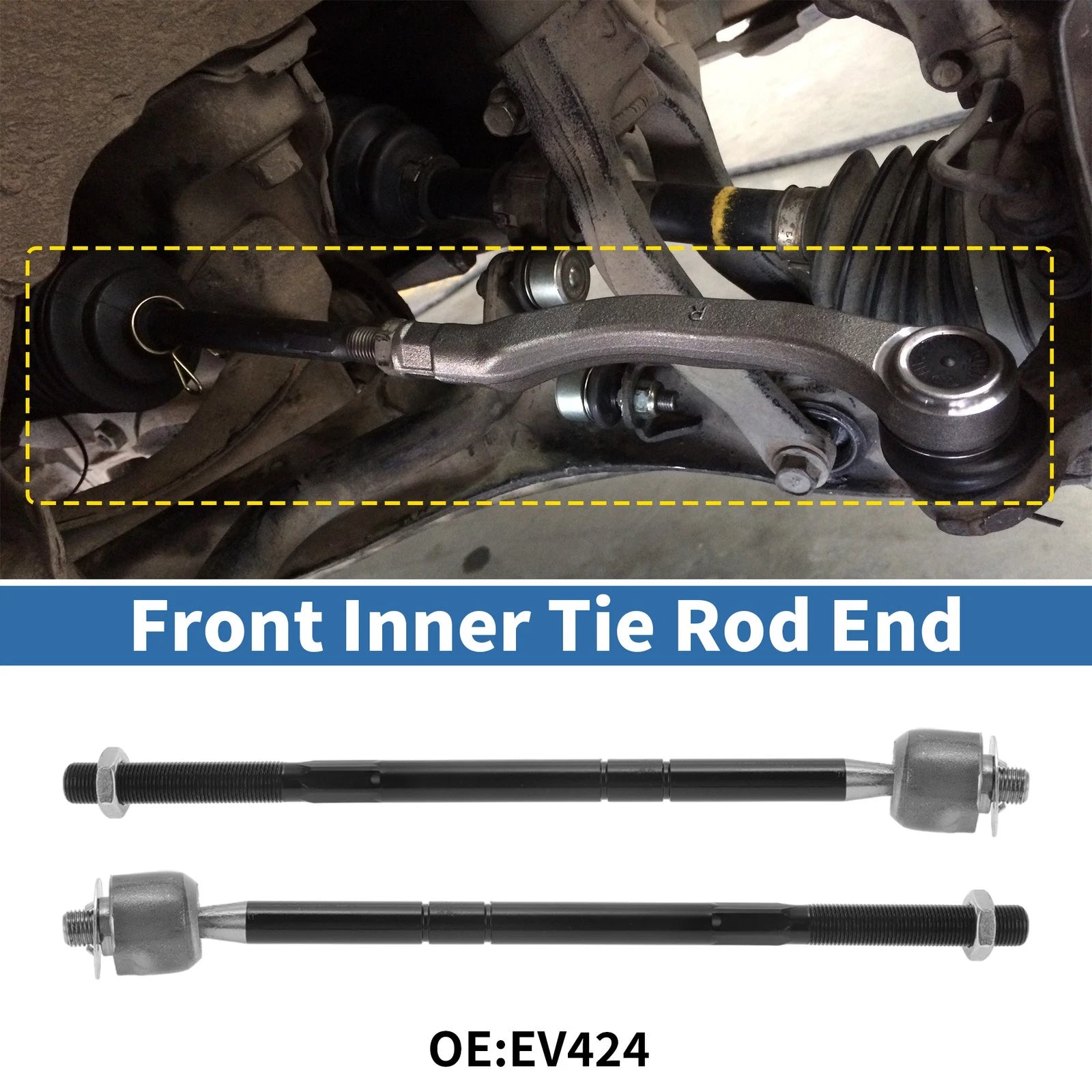 2 Pcs Front Inner Tie Rod End Links for Toyota Matrix (2003–2008) No.EV424