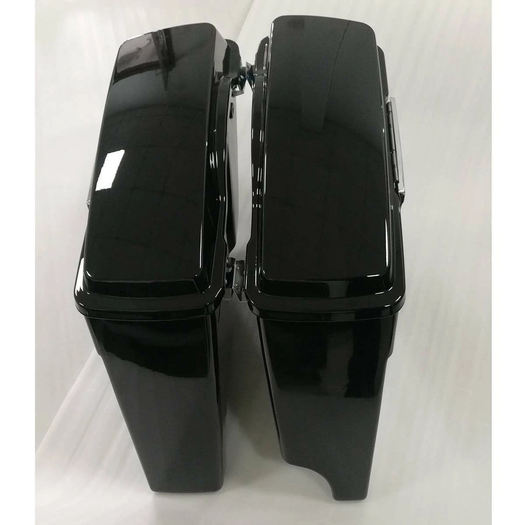 4" Vivid Black Left Side Extended Saddlebags for Harley (1993–2013)