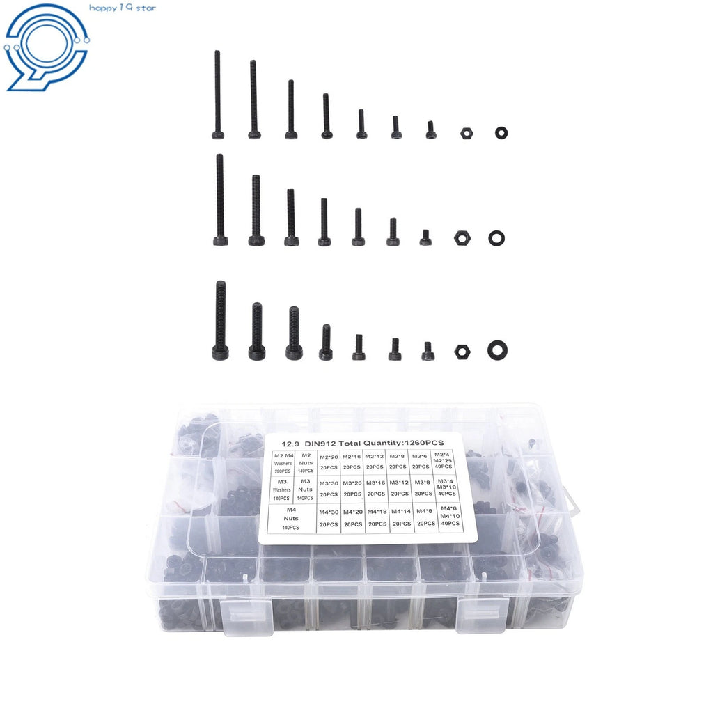 1260 Pieces Metric Bolt Assortment for (4MM–30MM)