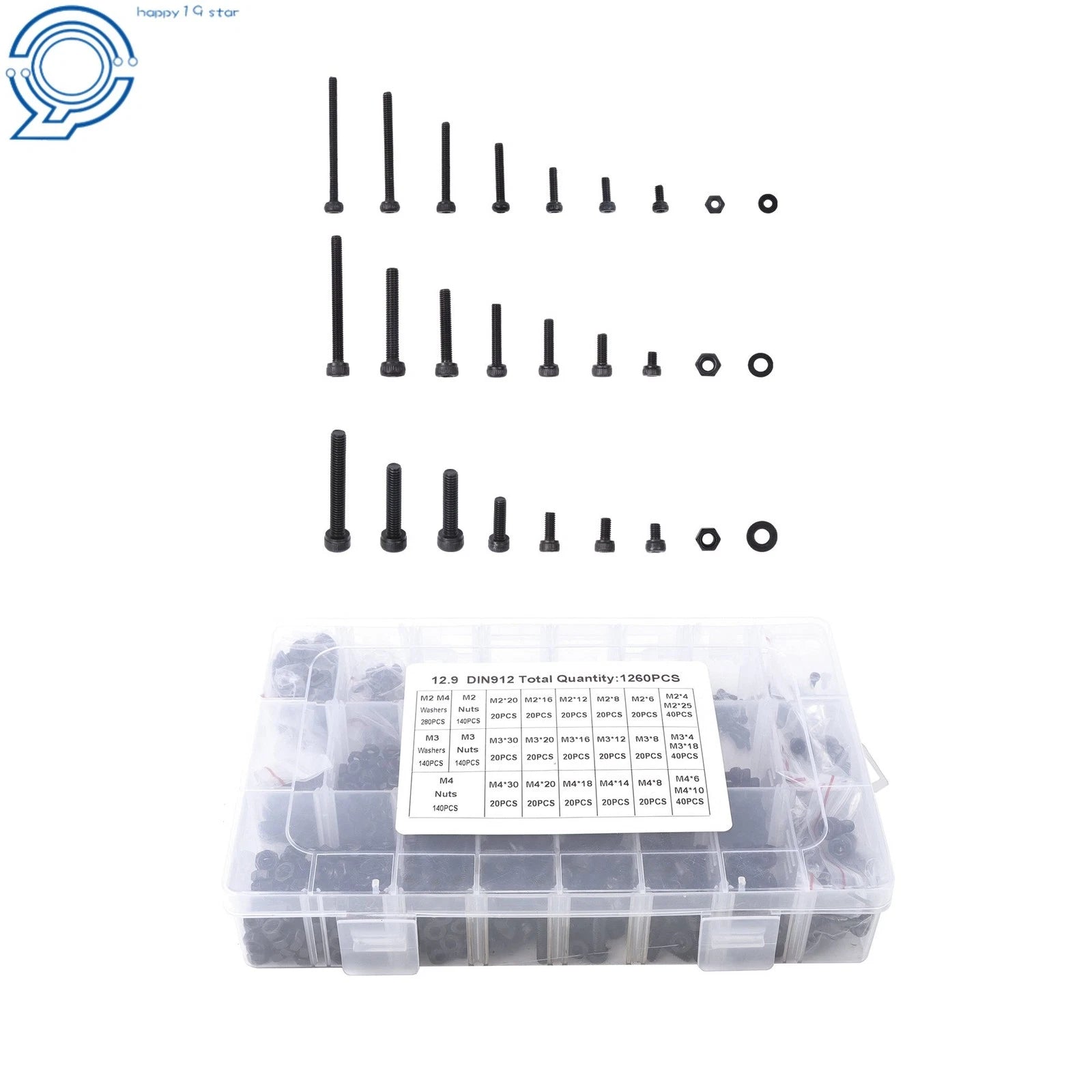 1260 Pieces Metric Bolt Assortment for (4MM–30MM)