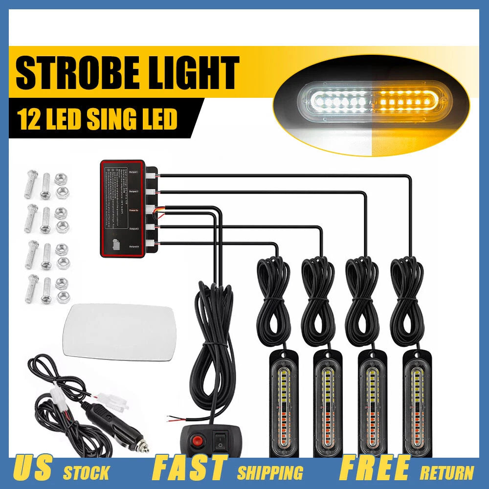 Set of 4 Front LED Strobe Flash Lights for SUV Pickup 