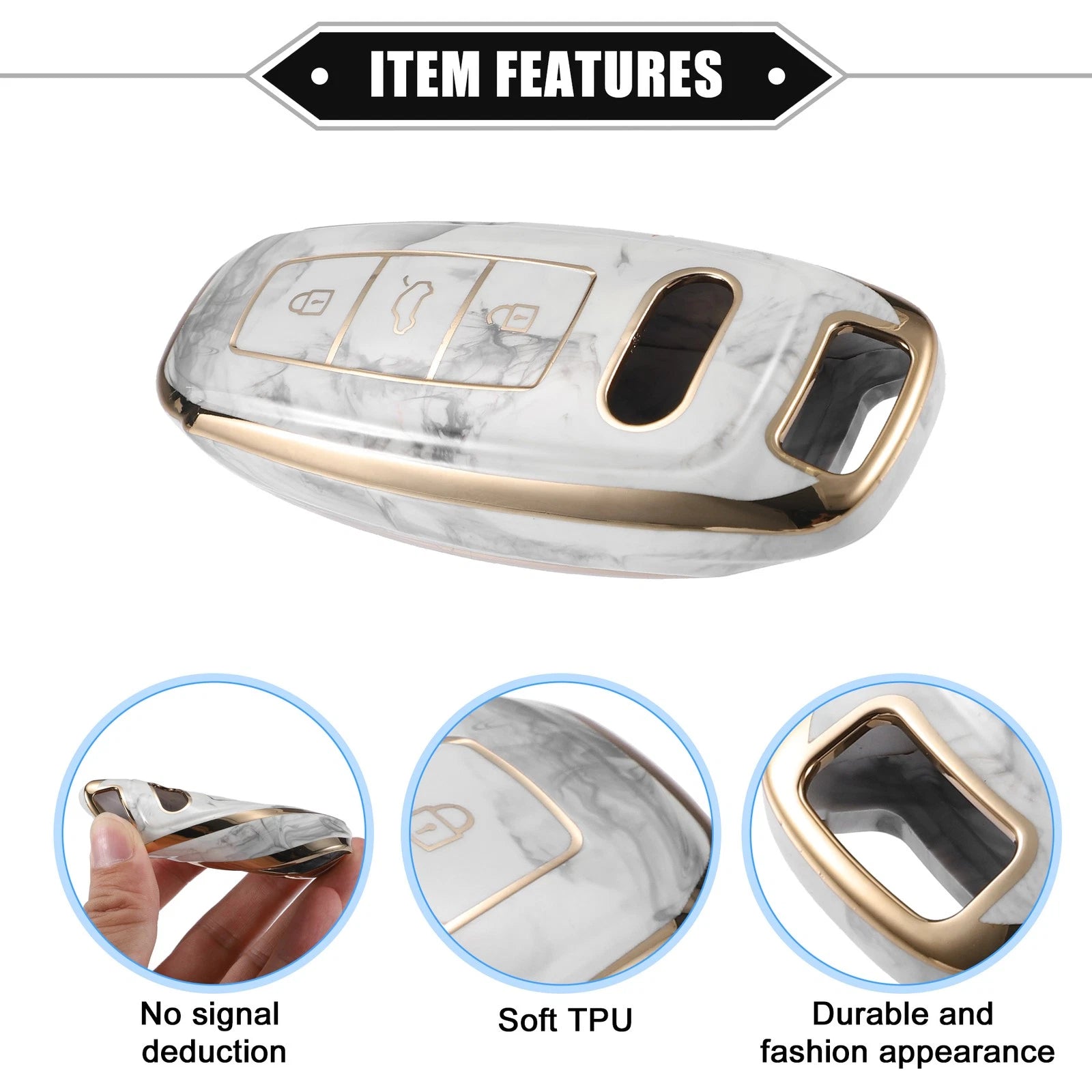 3X Remote Smart Key Fob Cover Case for Audi Q7 Q8 (2020–2021) TPU Gray