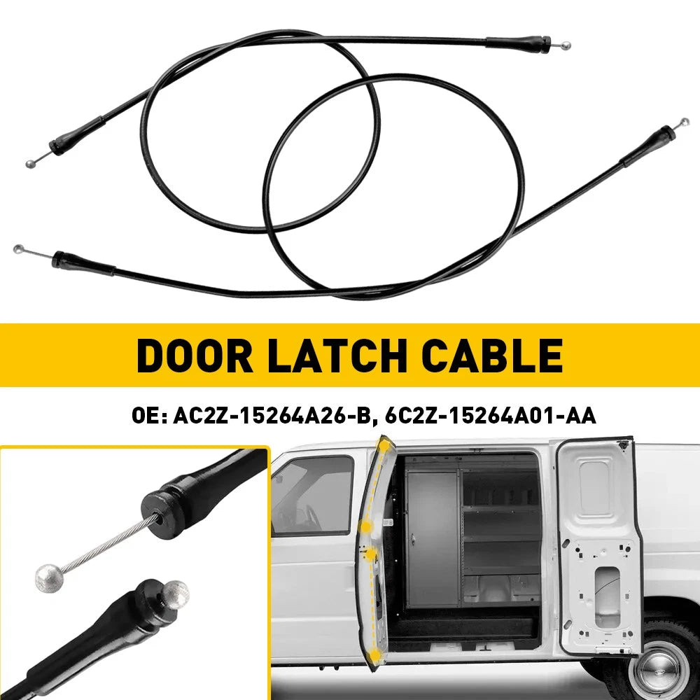 2X Cargo Door Latch Release Cables for Ford E150 E250 E350 (1992–2014)
