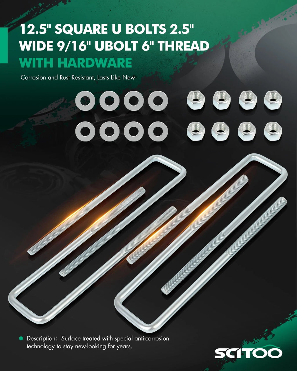 Leaf Springs for Chevy GMC Sierra (1988–2019) 2.5" Wide 12.5" Extended U-Bolts
